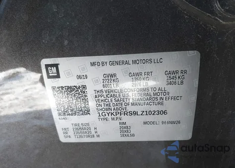 2020 Cadillac Xt6 Awd Premium Luxury z USA, uszkodzony, nr VIN 1GYKPFRS9LZ102306